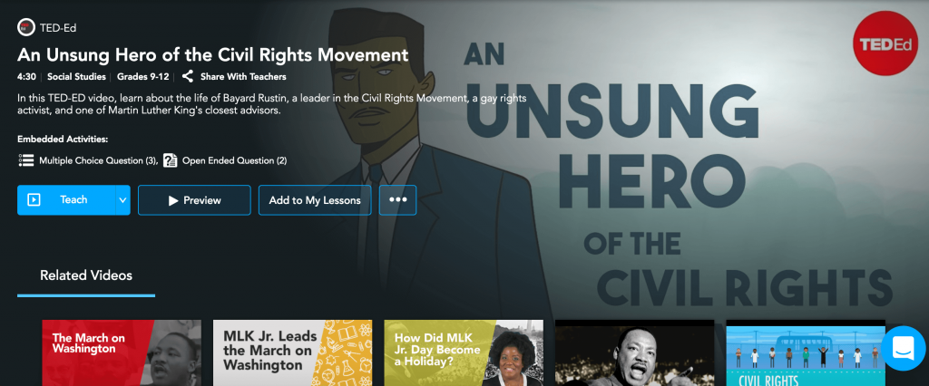 Bayard Rustin Civil Rights and gay rights activist video lesson