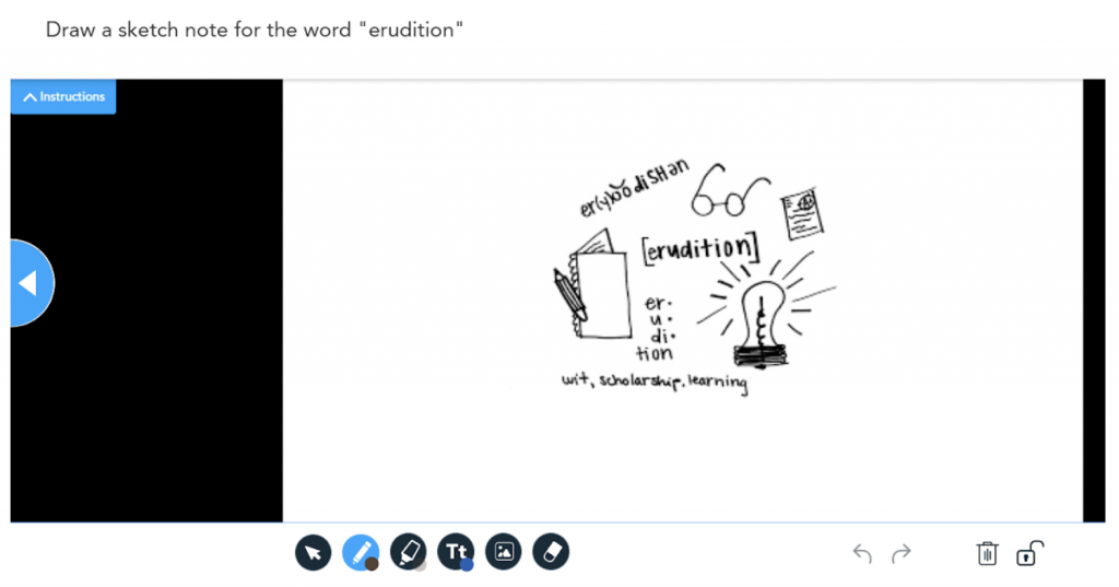 An example of using Draw It on Nearpod to sketch a vocabulary word