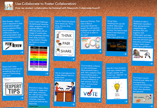 Project based learning examples using Collaborate Board