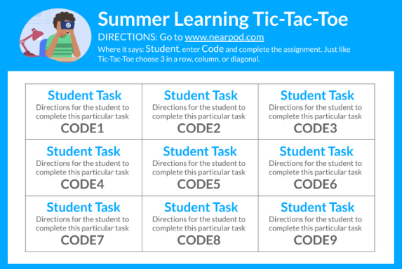 Summer learning nearpod student choice boards code virtual reality 