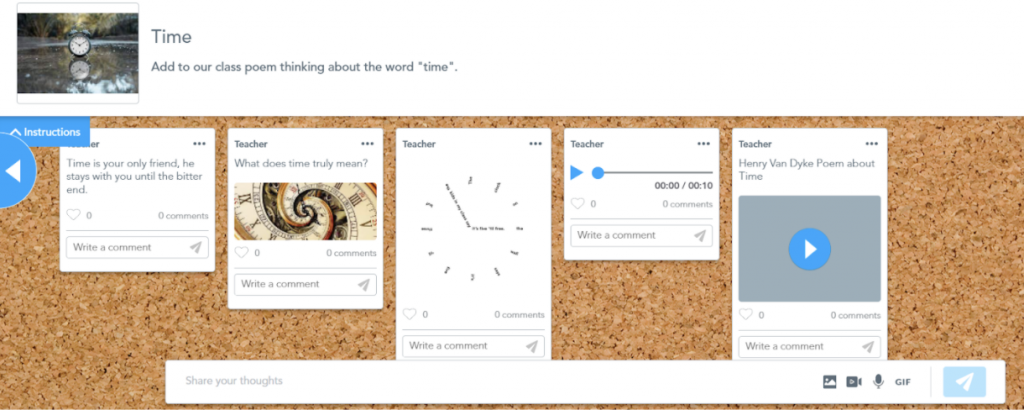 Shared poetry activity using the Collaborate Board 