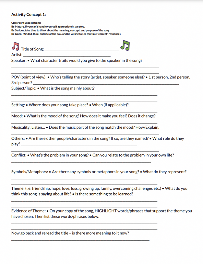 activity analysis of songs flocabulary