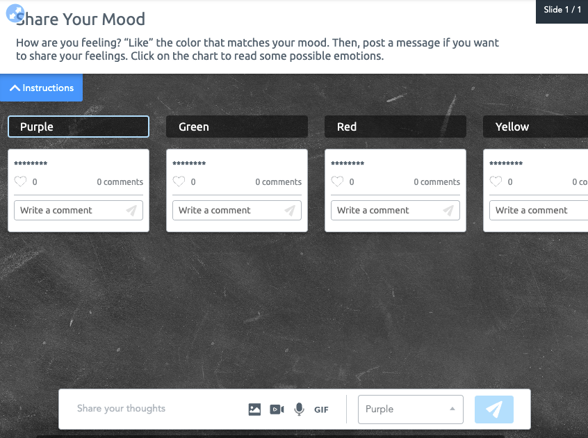Nearpod Collaborate Board activity to share your mood