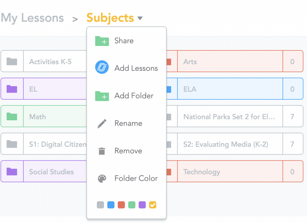 Nearpod lesson folder organizaton