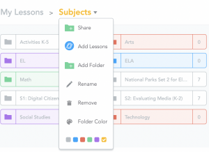 Nearpod Lesson Library folder organizing options