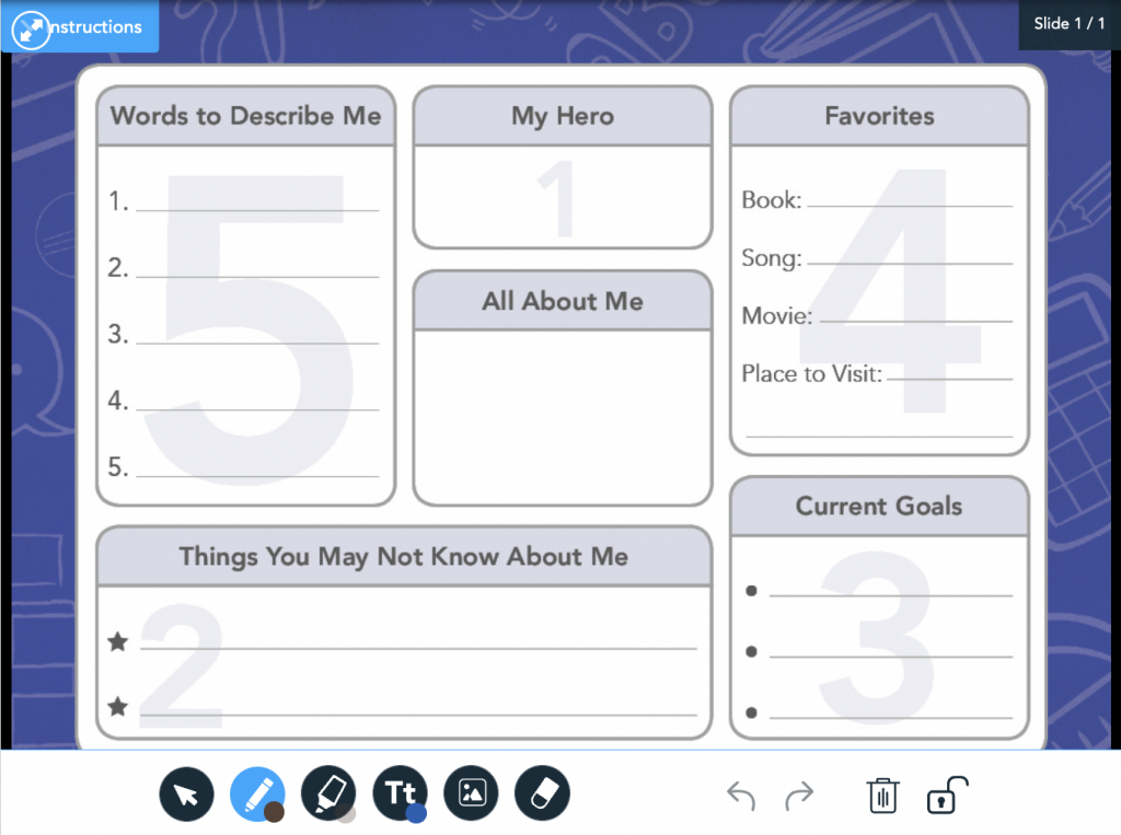 All About Me Nearpod Draw It activity