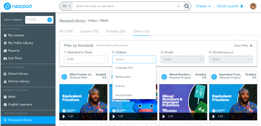 Nearpod Enhanced Search 