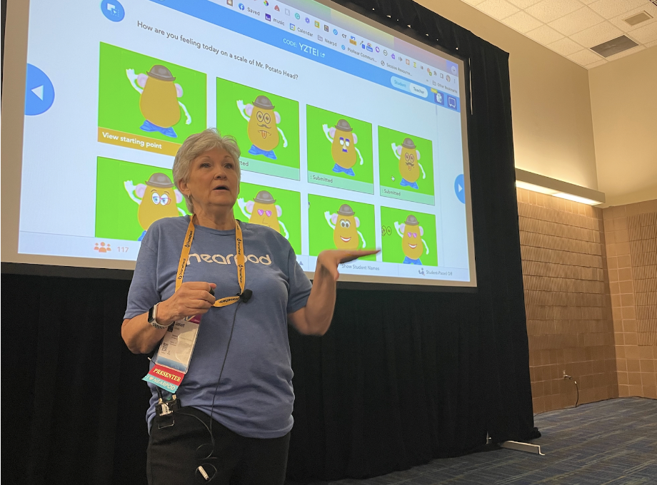 PioNear Janet Corder using Nearpod's Draw It activity at an ISTE session