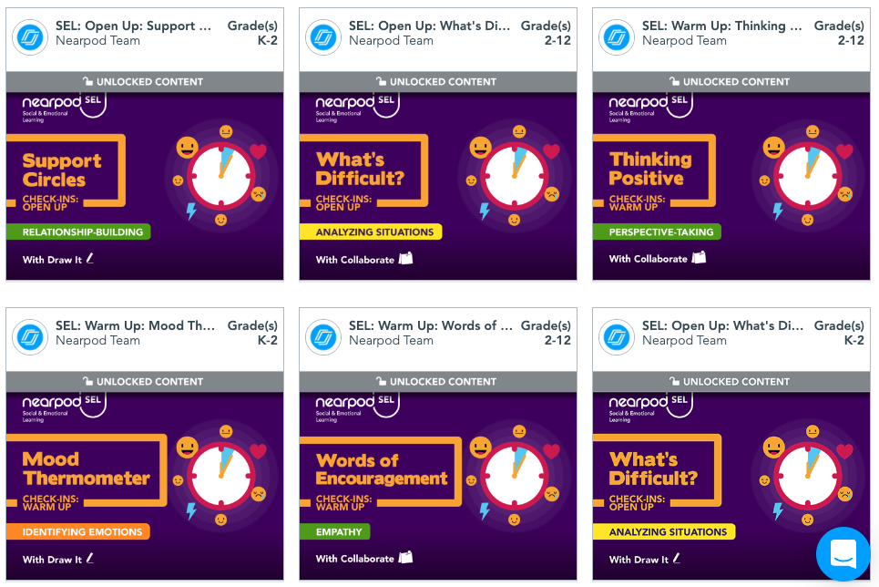 Social emotional learning lessons and activities on Nearpod