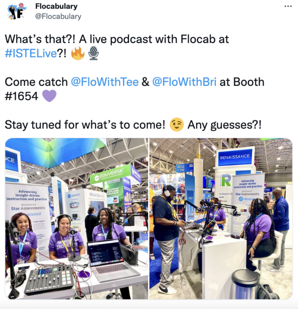 Tweet from Flocabulary about the Flocast at ISTE 2022