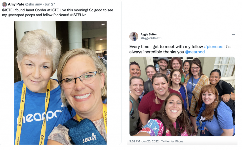 Tweets of teachers and PioNears reunited at ISTE