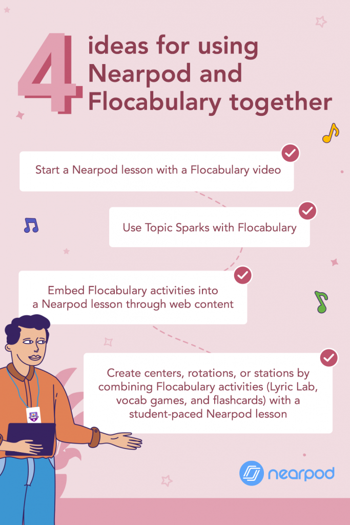 4 ideas for using Nearpod and Flocabulary together infographic