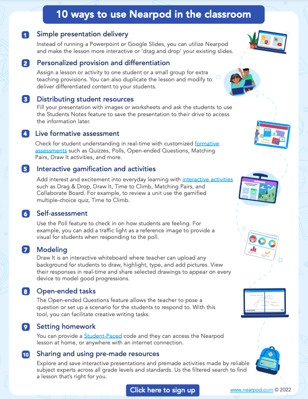 One pager: 10 ways to use Nearpod in the classroom