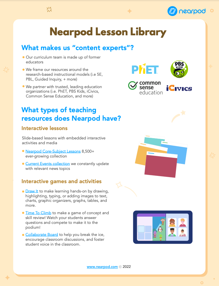 Nearpod Lesson Library One-Pager