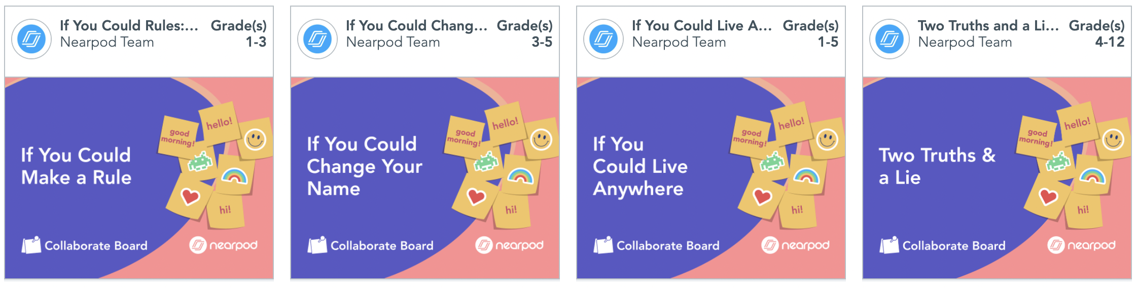 Nearpod premade Collaborate Board SEL activities