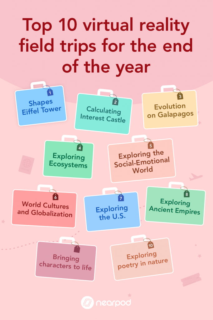 Top 10 virtual reality field trips for the end of the year infographic