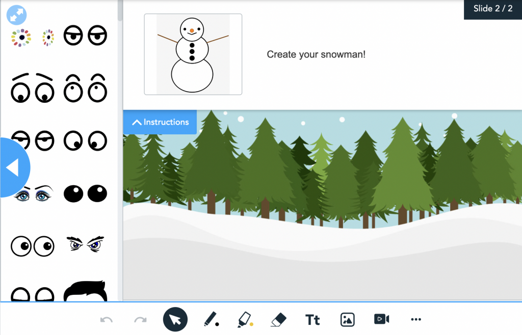 Drag and Drop activity on Nearpod where students get to build a snowman