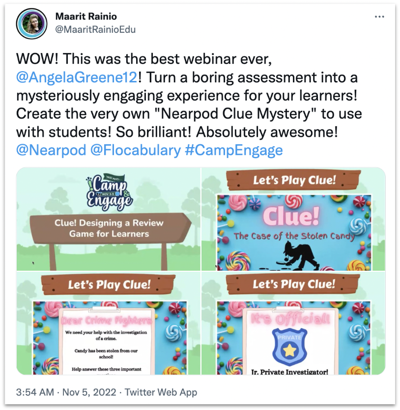 A screenshot of a tweet about Camp Engage Yes! And… 2022