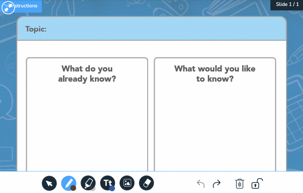 KWL Draw it chart and activity 