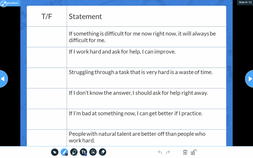 Growth Mindset drawing assessment activity to address what is learning loss