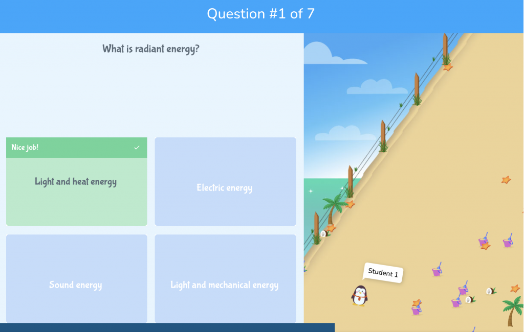 Time to Climb student view beach theme educational game