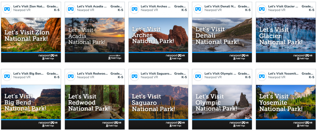 National parks VR lessons on Nearpod