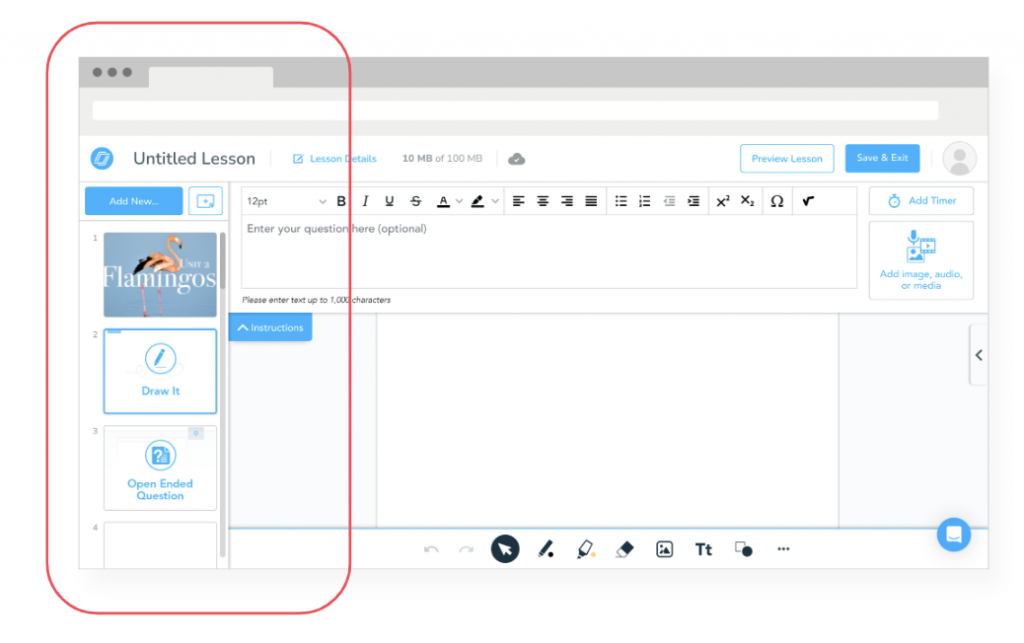 Nearpod's lesson builder for creating interactive lessons