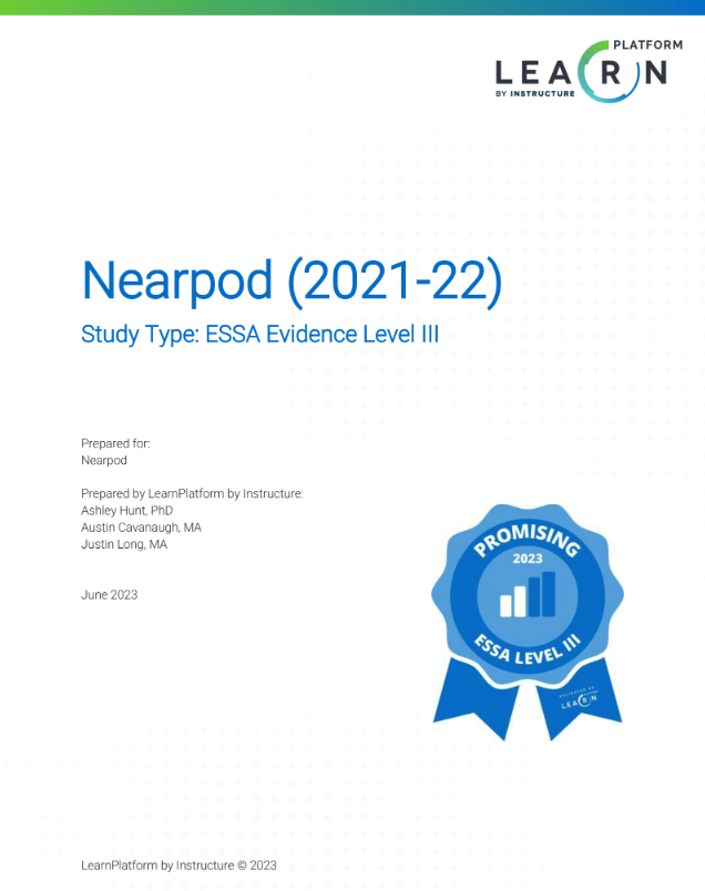 Nearpod LearnPlatform ESSA Level III Study preview