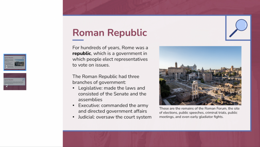 Anicent Rome primary source analysis lesson slides