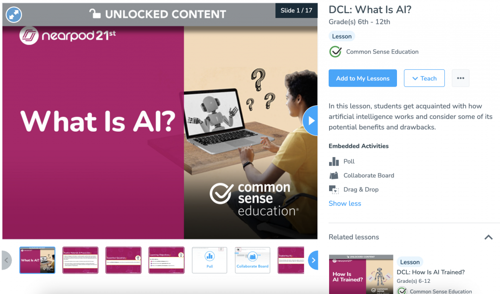 What is AI? DCL lesson on Nearpod