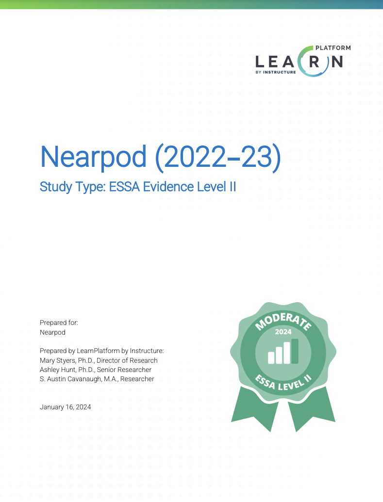 LearnPlatform ESSA Evidence Level II preview