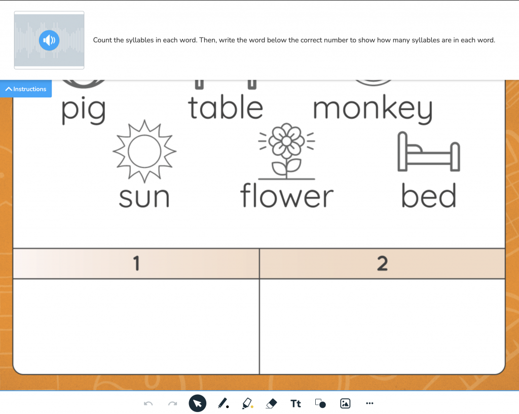 Counting Syllables Draw It activity