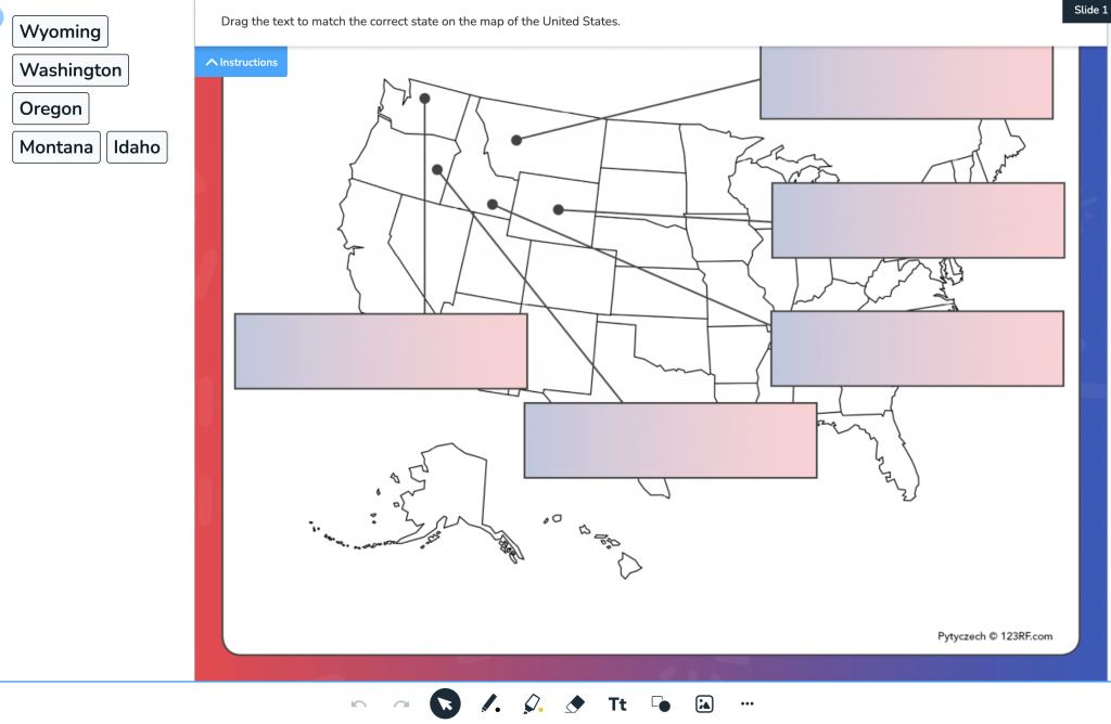 Drag and Drop Grade 3-5 activity for locating and identifying Northwestern states