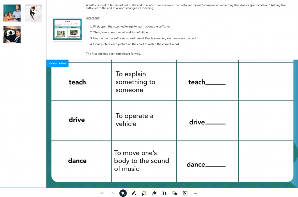 The Suffix -er Drag and Drop activity