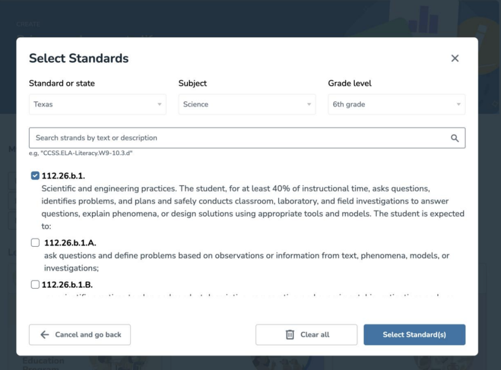 AI Lesson Generator interface