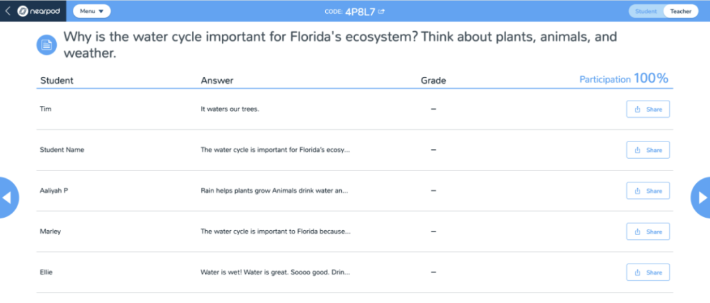 AI Lesson Generator Open ended question example