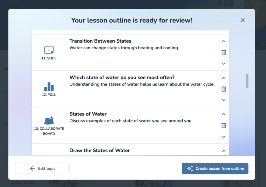 AI Lesson Generator outline