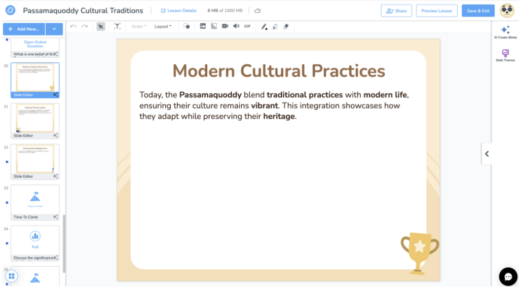 AI Lesson Generator slides example